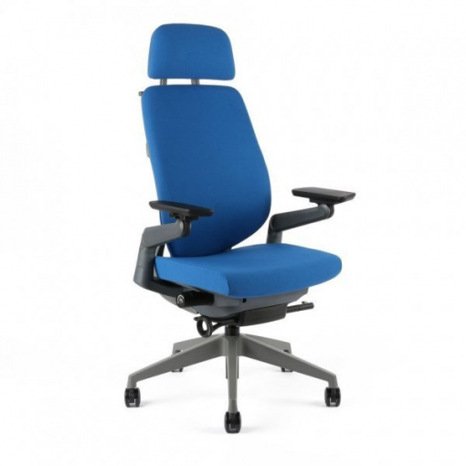 Kancelářská čalouněná židle KARME - z úhlu (modrá)