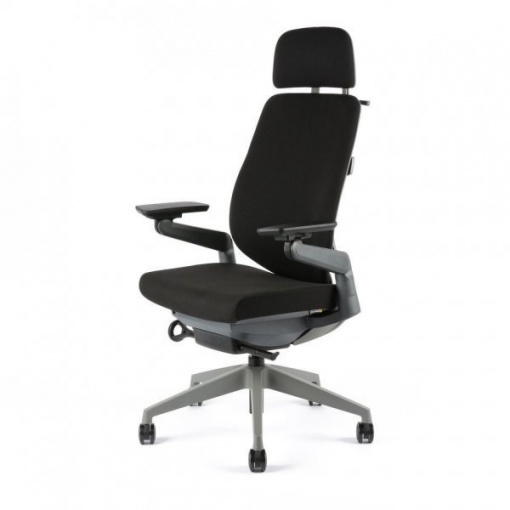 Kancelářská čalouněná židle KARME - z úhlu (černá)