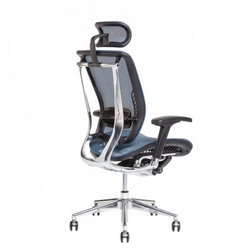 Síťovaná židle LACERTA - z úhlu (modrá)