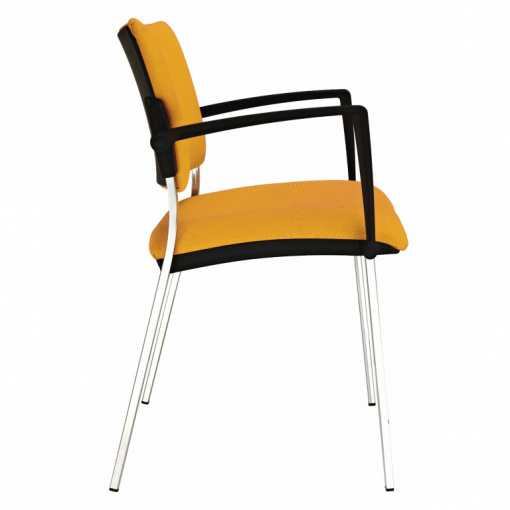 Jednací židle SQUARE - příplatková varianta - chromová kostra, černé krycí plasty, černé područky