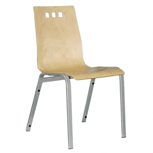 Jednací židle BERNI dřevěná, moření buk, kostra šedá