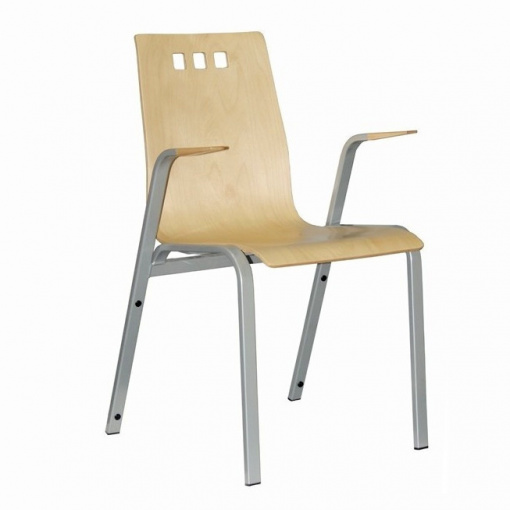 Jednací židle BERNI dřevěná, moření buk, kostra šedá, područky