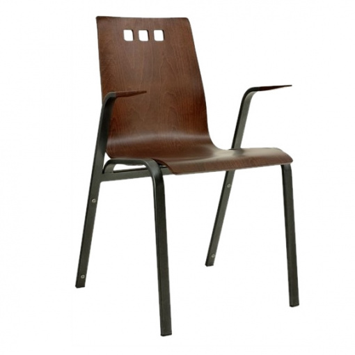 Jednací židle BERNI dřevěná, moření ořech, kostra černá, područky