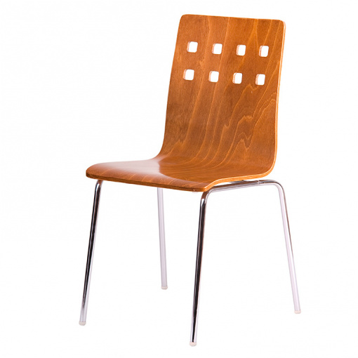 Jídelní dřevěná židle NELA - dezén třešeň, nohy chrom