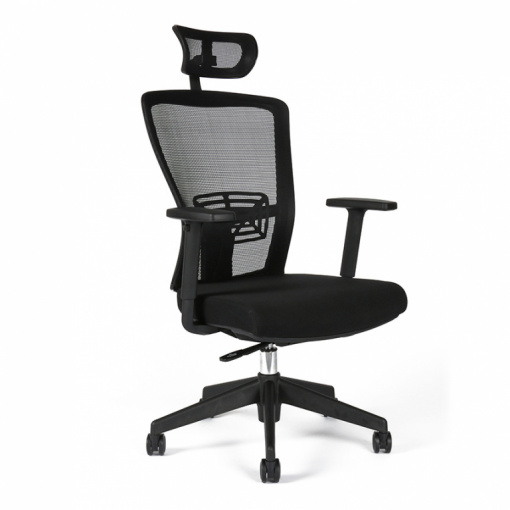 Kancelářská židle s podhlavníkem THEMIS - z úhlu, černý sedák