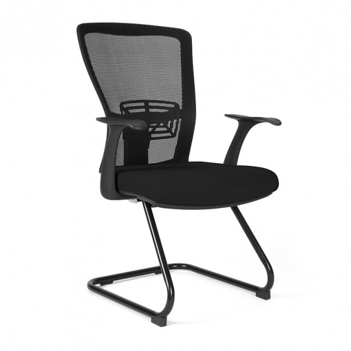 Jednací síťovaná židle THEMIS MEETING - z úhlu - černý sedák