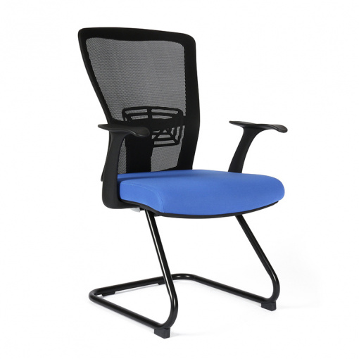 Jednací síťovaná židle THEMIS MEETING - z úhlu - modrý sedák