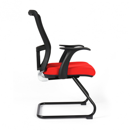 Jednací síťovaná židle THEMIS MEETING - zboku - červený sedák