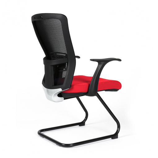 Jednací síťovaná židle THEMIS MEETING - z úhlu - červený sedák