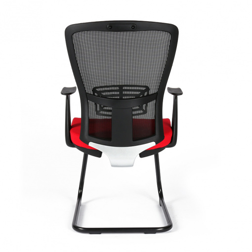Jednací síťovaná židle THEMIS MEETING - zezadu - červený sedák, bederní opěrka