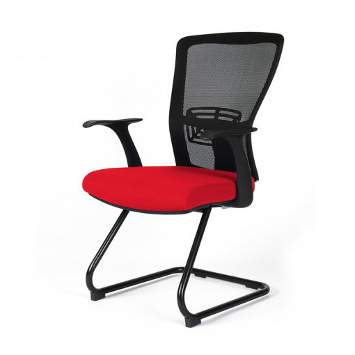 Jednací síťovaná židle THEMIS MEETING - z úhlu - červený sedák