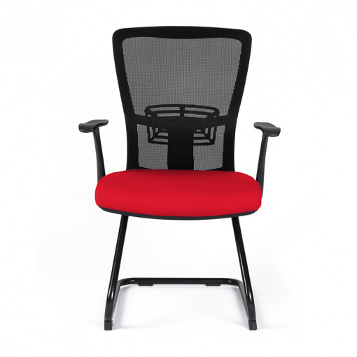 Jednací síťovaná židle THEMIS MEETING - zepředu - červený sedák