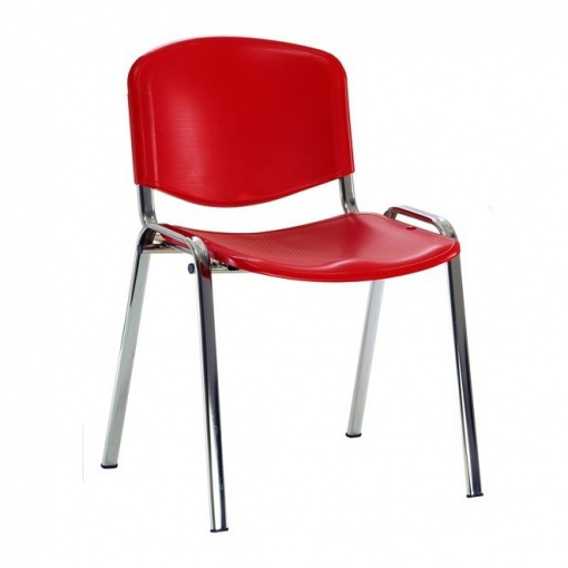 Jednací plastová židle Imperia - chromová kostra, plast červená