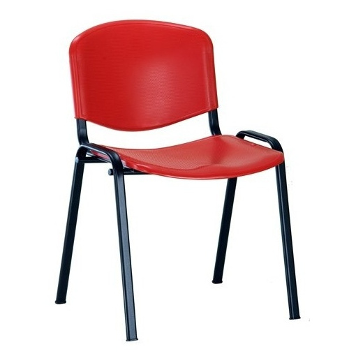 Jednací plastová židle Imperia - černá kostra, plast červená