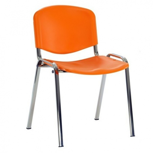 Jednací plastová židle Imperia - chromová kostra, plast oranžová