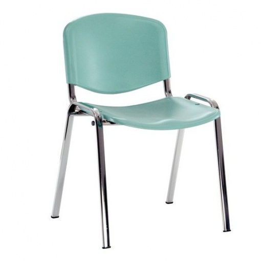 Jednací plastová židle Imperia - chromová kostra, plast zeleno-modrá