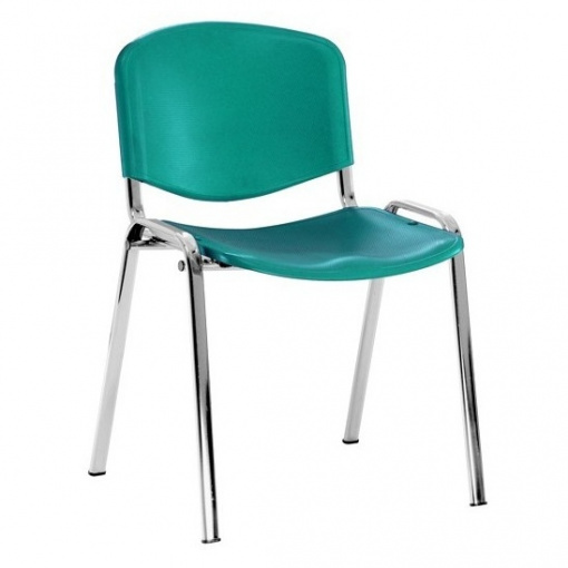 Jednací plastová židle Imperia - chromová kostra, plast tm. zelená