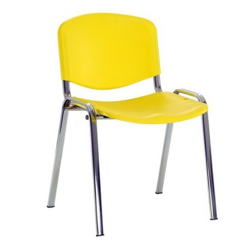 Jednací plastová židle Imperia - chromová kostra, plast žlutá