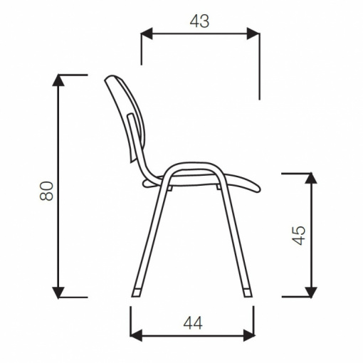 Jednací dřevěná židle ISO - rozměry