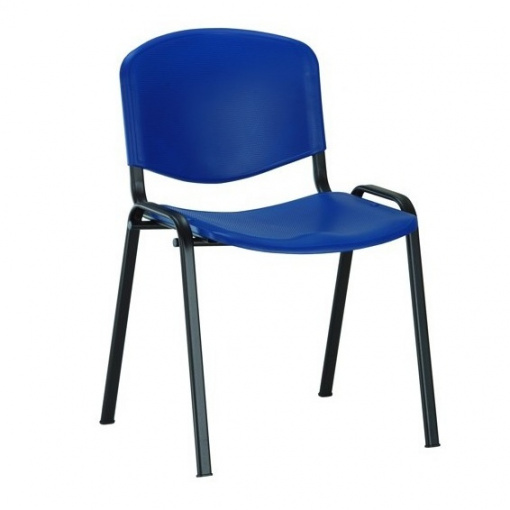 Jednací plastová židle ISO - černá kostra, plast modrá