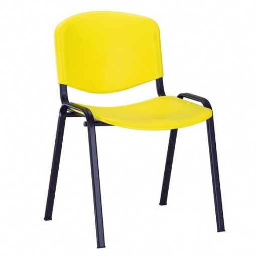Jednací plastová židle ISO - černá kostra, plast žlutá