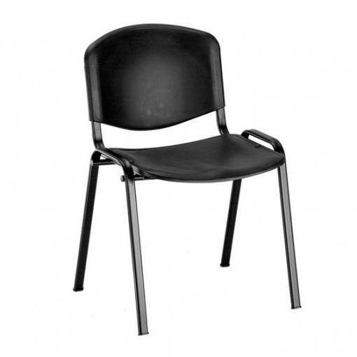 Jednací plastová židle ISO - černá kostra, plast černá