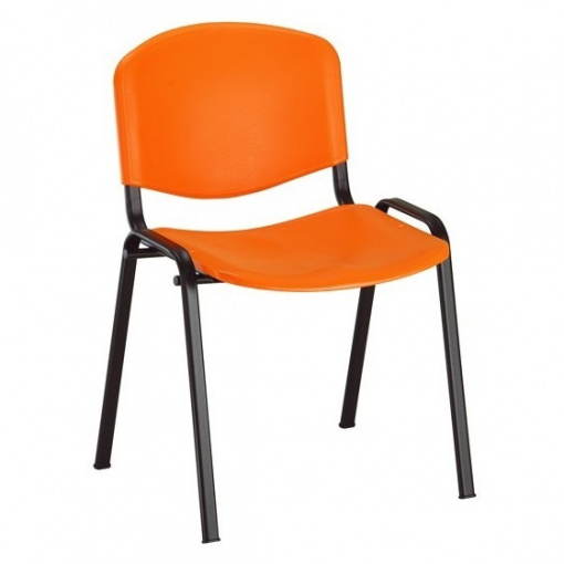 Jednací plastová židle ISO - černá kostra, plast oranžová