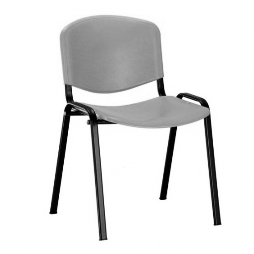 Jednací plastová židle ISO - černá kostra, plast šedá