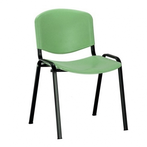 Jednací plastová židle ISO - černá kostra, plast sv. zelená