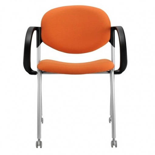 Jednací čalouněná židle WENDY - šedá kostra, područky P05, kolečka na tvrdý povrch prům. 40 mm