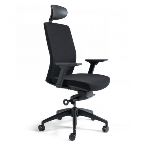 Kancelářská čalouněná židle J2 SP - s podhlavníkem, čalounění 201 černá