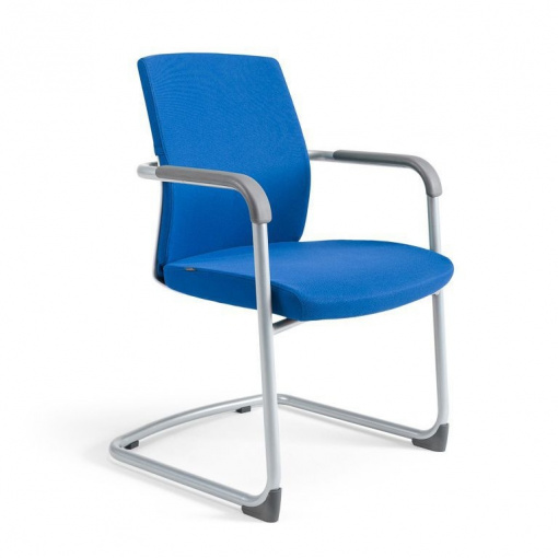 Jednací čalouněná židle JCON WHITE - zádové plasty bílé, čalounění 211 modrá
