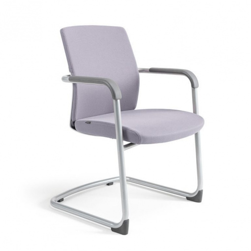 Jednací čalouněná židle JCON WHITE - zádové plasty bílé, čalounění 206 šedá