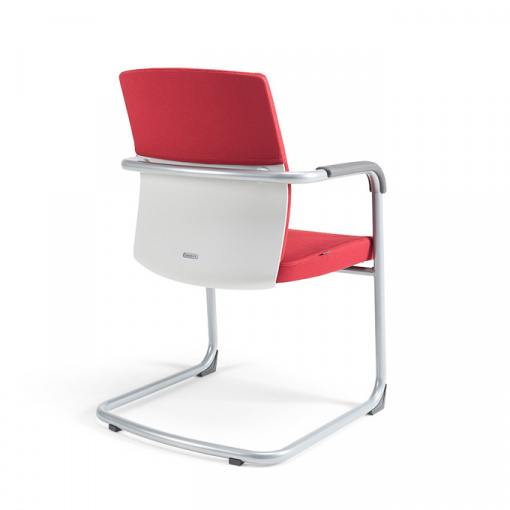Jednací čalouněná židle JCON WHITE - zádové plasty bílé, čalounění 202 červená