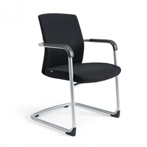 Jednací čalouněná židle JCON - černé plasty, čalounění 201 černá