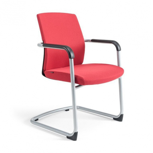 Jednací čalouněná židle JCON - černé plasty, čalounění 202 červená