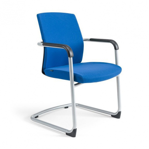 Jednací čalouněná židle JCON - černé plasty, čalounění 211 modrá