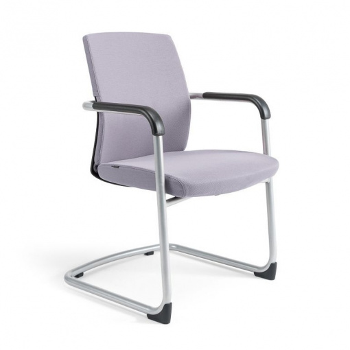 Jednací čalouněná židle JCON - černé plasty, čalounění 206 šedá
