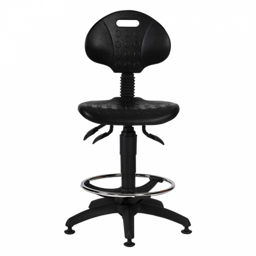 Dílenská židle 1290 PU ASYN 5059 - verze s kruhem (extend) pro nohy a vyšším pístem, kluzáky