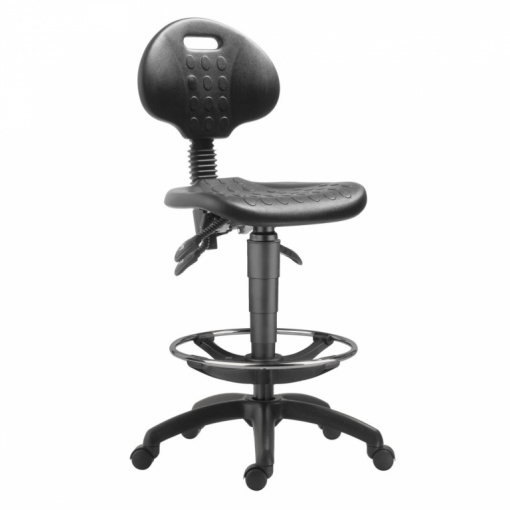 Dílenská židle 1290 PU ASYN 5050 - verze s kruhem (extend) pro nohy a vyšším pístem