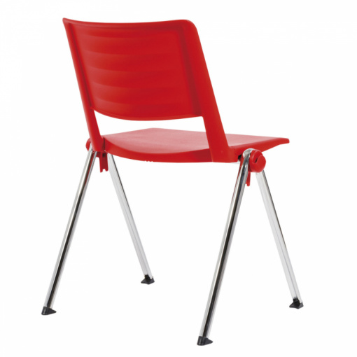 Konferenční plastová židle 2200 RAVE PC - chrom nohou, červený plast P04