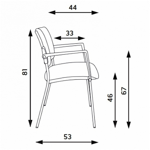 Jednací židle SQUARE - rozměry