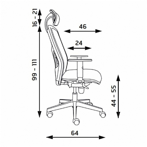 Kancelářská židle YORK SÍŤ - rozměry