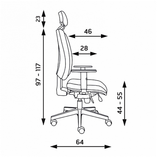 Kancelářská židle YORK ŠÉF - rozměry