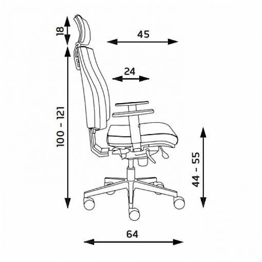 Kancelářská židle JOB - rozměry
