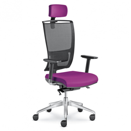 Kancelářská síťovaná židle LYRA Net 200-SYS, područky BR-209-N6, bederní opěrka, hlavová opěrka