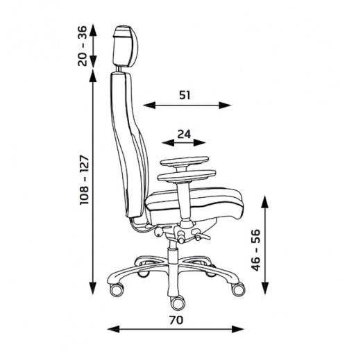 Zátěžové ergonomické křeslo ERGO 24 - rozměry
