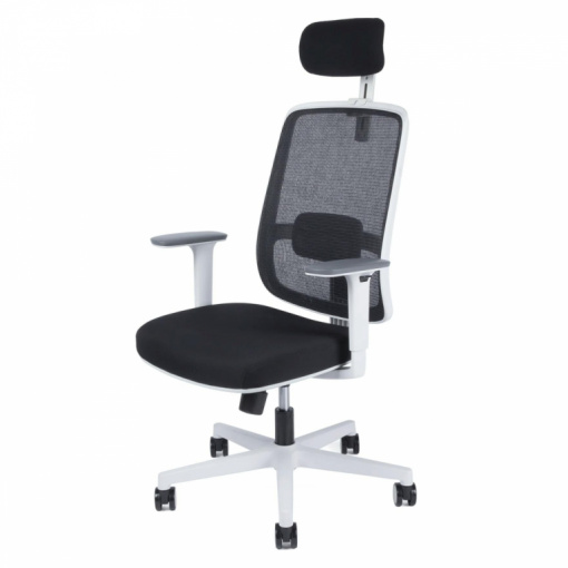Síťovaná bílá kancelářská židle CANTO WHITE s podhlavníkem