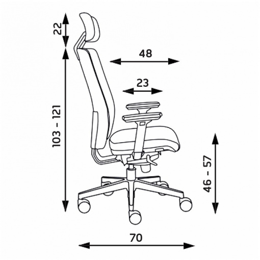 Kancelářská židle KENT EXCLUSIVE - rozměry