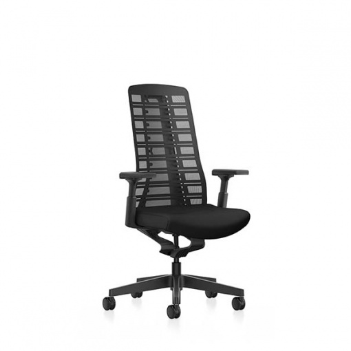 Kancelářská síťovaná židle PUREis3 PU213 - černá verze s 3D T područkami